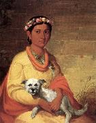 John Mix Stanley Hawaiian Girl with Dog Spain oil painting artist